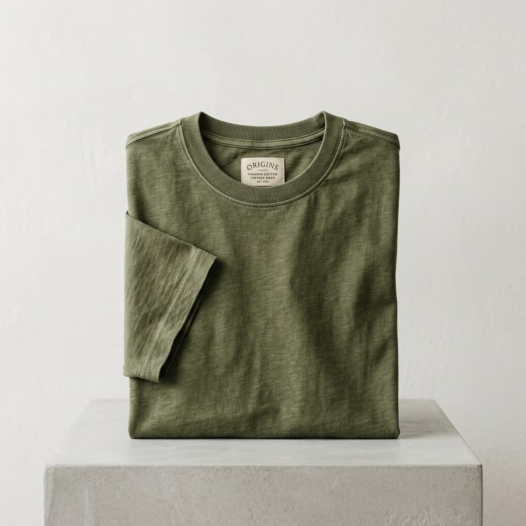 Olive Washed Drop Tee