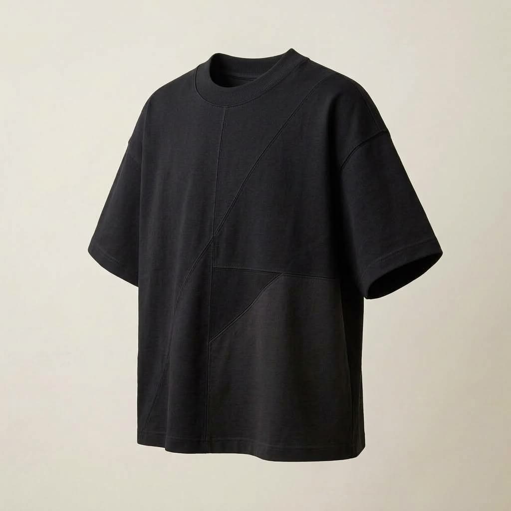 Noir Oversized Tee — ¾ Front